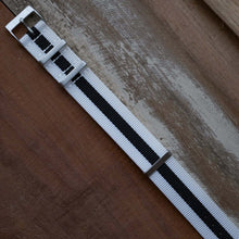 Load image into Gallery viewer, Textured Black With White Stripe NATO