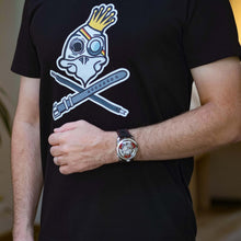 Load image into Gallery viewer, Griff Strap Pirate - Black T-shirt
