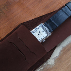 DE GRIFF Short Watch Pouch in Brown Suede (Bracelet Edition)
