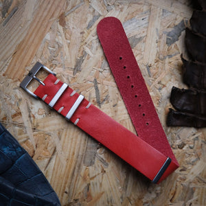 Nomad Red Rugged Leather NATO